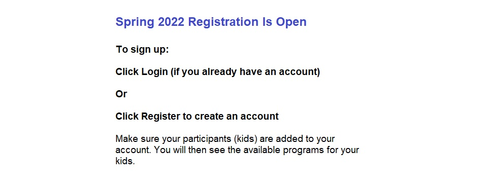 Spring 2022 Registration Is Open!