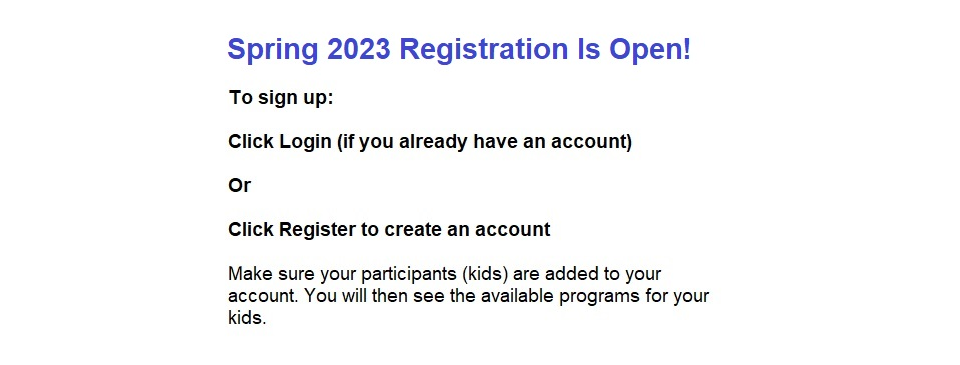 Spring Registration